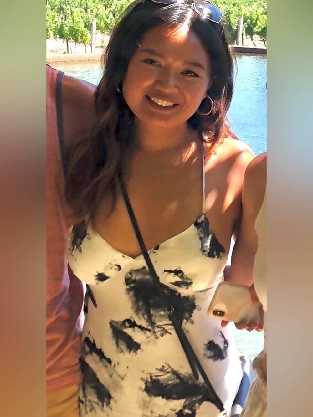 Tavik White Slip Dress with Black Brushstroke Print